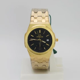 ساعت مچی مردانه فیترون Fitron 6040M با موتور کوارتز ژاپن و تاریخ دار (بند طلایی با صفحه مشکی)