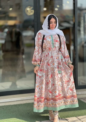 پیراهن بلند طرح دار کد 870
