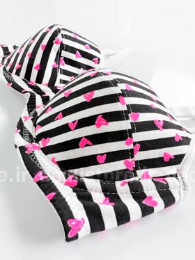 سوتین تک اسفنجی فنر دار نخ پنبه طرح راه راه قلب براگور