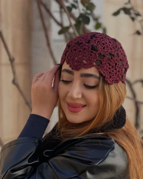 کلاه مکرومه دست بافت