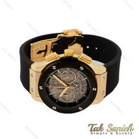 ساعت هابلوت زنانه طلایی مشکی صفحه اسکلتون Hublot-4432-L