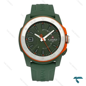 ساعت مردانه نیوی فورس NF7112 بند رابر سبز نارنجی NaviForce-7666-G
