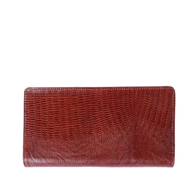 کیف پول چرم زرشکی لیزارد زنانه