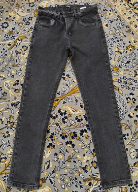 شلوار جین راسته فیت پارچه ترک ذغالی