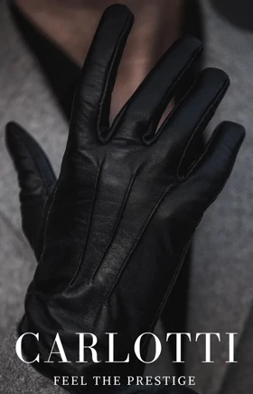 دستکش چرم طبیعی 3 خط مشکی کارلوتی کد g102