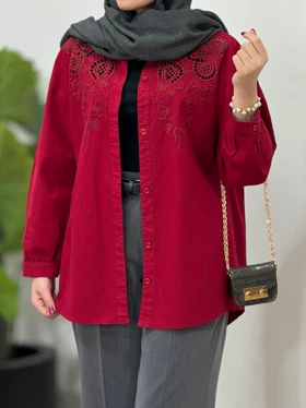 مانتو لینن پنبه سوزندوزی