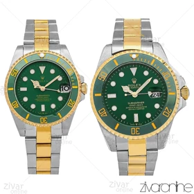 ست ساعت رولکس سابمارینر طلایی نقره ای صفحه سبز 107062