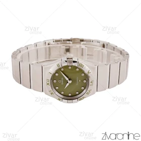 ساعت امگا کانسلیشن زنانه صفحه سبز زیتونی نگین‌دار 104597