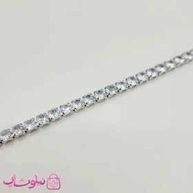 سرویس زنانه تنیسی مدل نقره ای با نگینهای سفید مربع کد 530