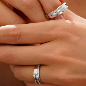 حلقه ست نقره 2204 - انگشتر ازدواج/نامزدی