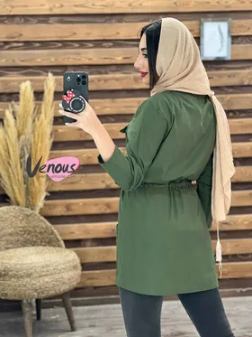 مانتو یقه انگلیسی کمرگت