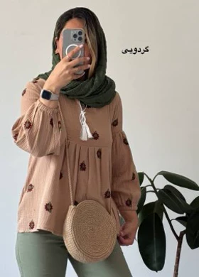 شومیز مانتویی گلدوزی حلما