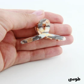 کلیپس دخترانه فلزی مدل پیچی آبرنگی کوچک (طوسی)