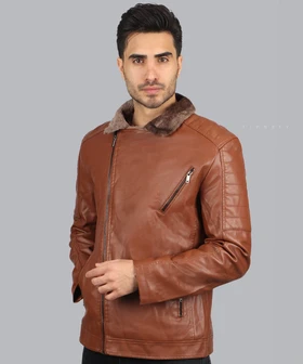 کت چرم مردانه یقه خزدار 2265