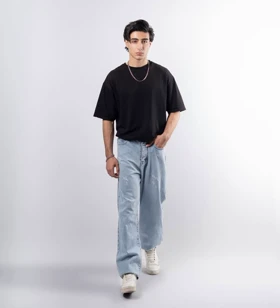 تیشرت لش بیسیک مشکی مردانه پارچه ماکان پنبه گرم بالا کد456