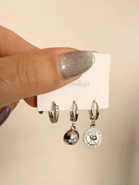 گوشواره زنانه 3 عددی سکه