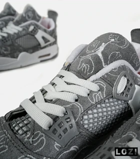 کفش کتانی ساق‌دار مردانه و زنانه طوسی Jordan 4 x Kaws