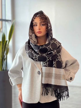 شال موهر گوچی (مشکی طوسی)