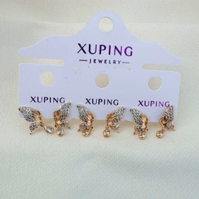 گوشواره پروانه برجسته نگین‌دار ژوپینگ