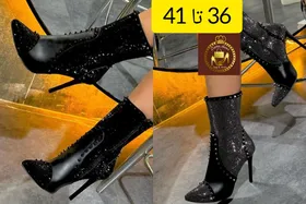 نیم بوت زنانه مجلسی نگینی پرچی