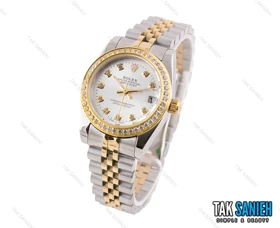 ساعت رولکس زنانه دورنگین صفحه سیلور Rolex-5653-L