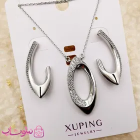 نیم ست زنانه ژوپینگ نقره ای نگین‌دار
