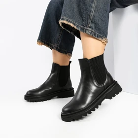 بوت و نیم بوت زنانه و دخترانه مدل دو بر کش رنگ مشکی کد M758