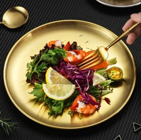 بشقاب استیل طلایی یونیک پلاس / unique plus در7 سایز