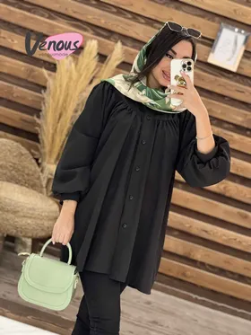 مانتو چین‌دار آستین پفی
