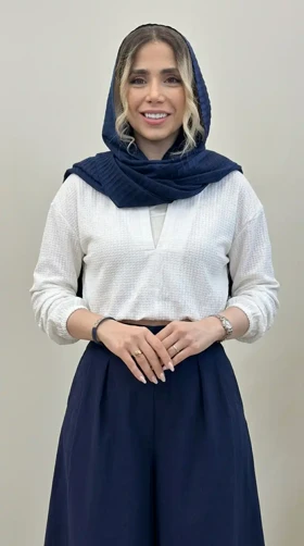شومیز حصیری و تاپ زنانه دو تکه (سفید)