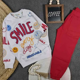 بلوز شلوار دخترانه سفیدSMILE