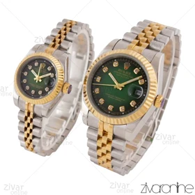 ست ساعت رولکس دیت جاست صفحه سبز ایندکس نگین‌دار 103727