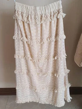 دامن حریر ریش‌دار یاس