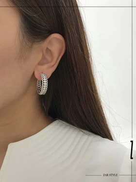 گوشواره حلقهای نگین لوزی