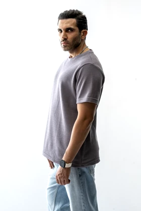 تیشرت آستین کوتاه ژاکارد بیسیک مردانه