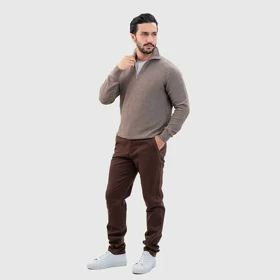 پلیور بافت رگولارفیت نیم زیپ مردانه - 71252133