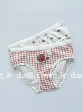 شورت اسلیپ نخ پنبه عروسکی طرح خرس و توت فرنگی