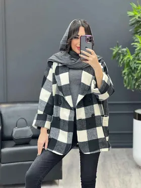 پالتو چهارخونه یقه آرشال