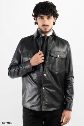 کاپشن مردانه چرم طبیعی