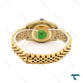 ساعت رولکس زنانه طلایی صفحه نقره ای متوسط Rolex-6302-L