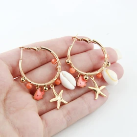 گوشواره حلقه‌ای مدل ماهی دریایی (نارنجی)