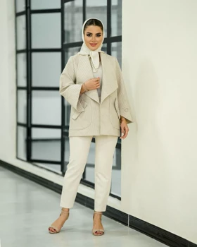 ژاکارد یقه آمریکایی آستین برگردون