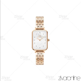 ساعت دنیل ولینگتون زنانه مستطیلی رزگلد صفحه سفید ایندکس نگین‌دار 105413