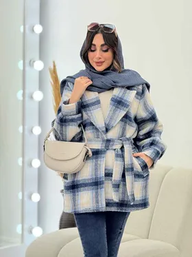 پالتو چهارخونه آستین پیله