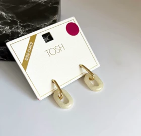 گوشواره حلقه‌ای آویز TOSH طرح زنجیر با سنگ (طلایی)