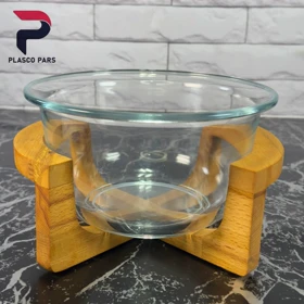 کاسه سرو 2 لیتری پایه چوبی لیمون