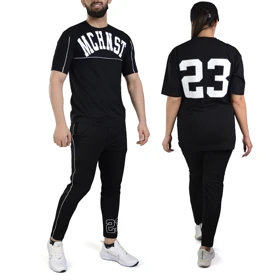 ست تیشرت و شلوار ورزشی اسپرت مچینست مدل M3-2B1846 مشکی