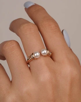 انگشتر رنگ طلایی برند ژوپینگ طرح مروارید سایز 8