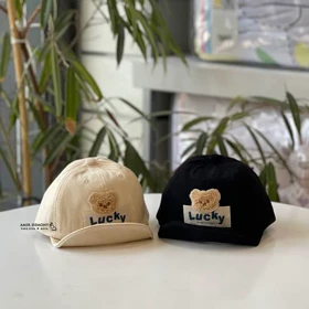 کلاه نقابدار نوزادی مخمل طرح LUCKY