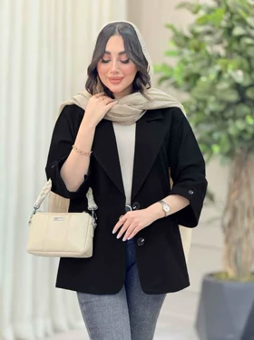 مانتو دو دکمه آستین پاکتی